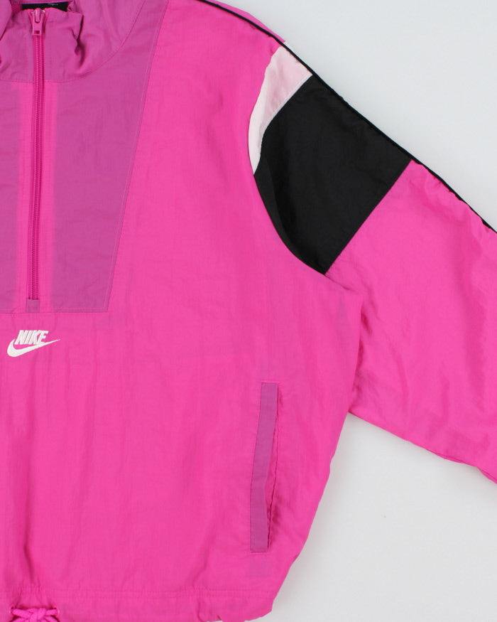 Nike Hot Pink Embroidered '80s Quarter-Zip Shell Windbreaker Jacket - S