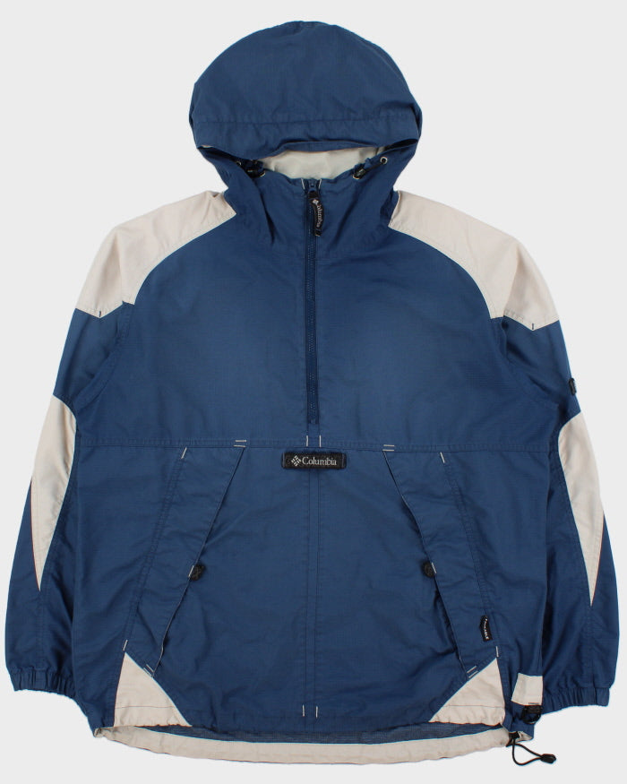 Vintage 1990s Columbia Two-Tone Tech Shell Packable Half-Zip Hooded Windbreaker Jacket - L