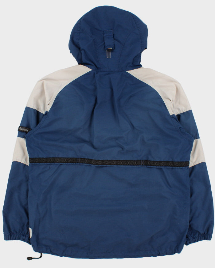 Vintage 1990s Columbia Two-Tone Tech Shell Packable Half-Zip Hooded Windbreaker Jacket - L