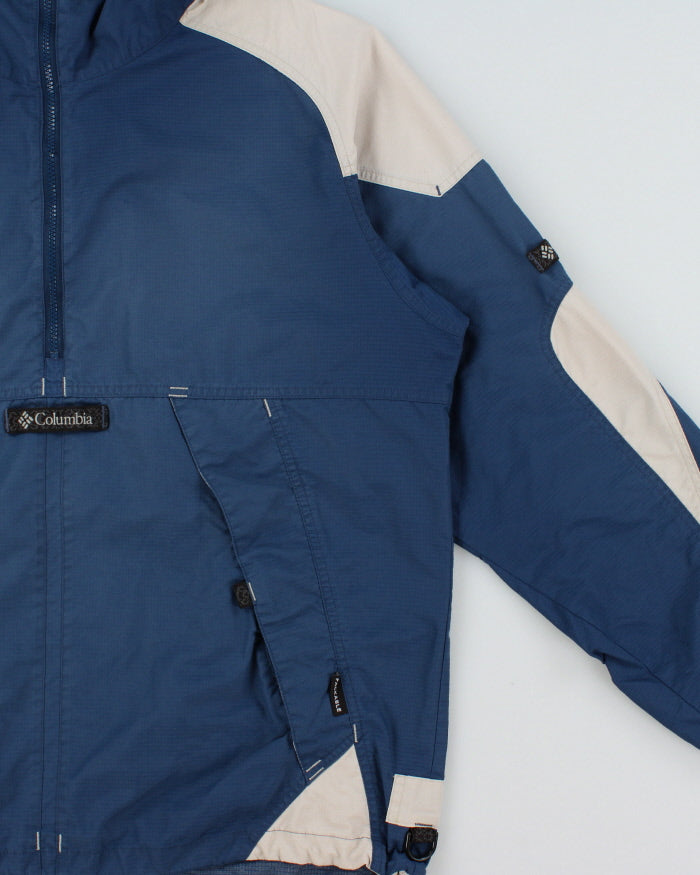 Vintage 1990s Columbia Two-Tone Tech Shell Packable Half-Zip Hooded Windbreaker Jacket - L