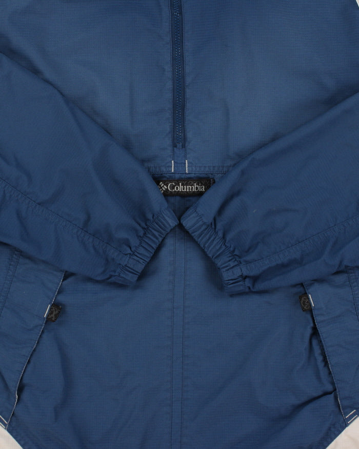 Vintage 1990s Columbia Two-Tone Tech Shell Packable Half-Zip Hooded Windbreaker Jacket - L
