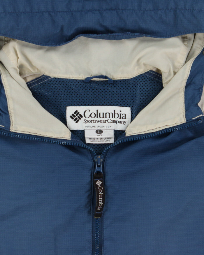 Vintage 1990s Columbia Two-Tone Tech Shell Packable Half-Zip Hooded Windbreaker Jacket - L