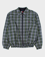 Vintage 1990s Tommy Hilfiger Tartan Plaid Shell Harrington Jacket - M