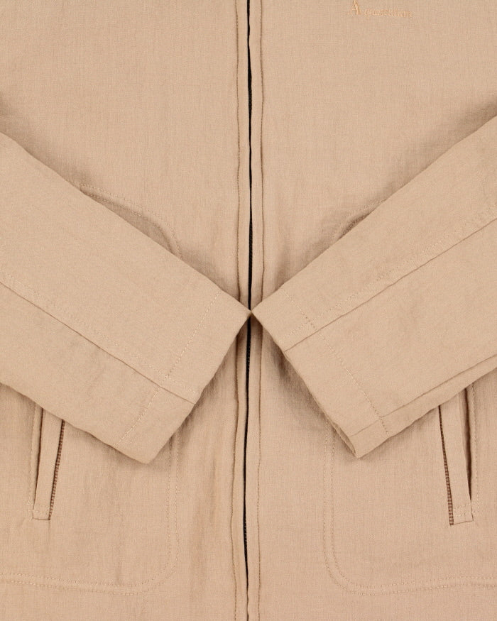 Vintage 1990s Aquascutum Desert Khaki Linen Blend Twill Harrington Jacket - M