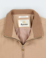 Vintage 1990s Aquascutum Desert Khaki Linen Blend Twill Harrington Jacket - M