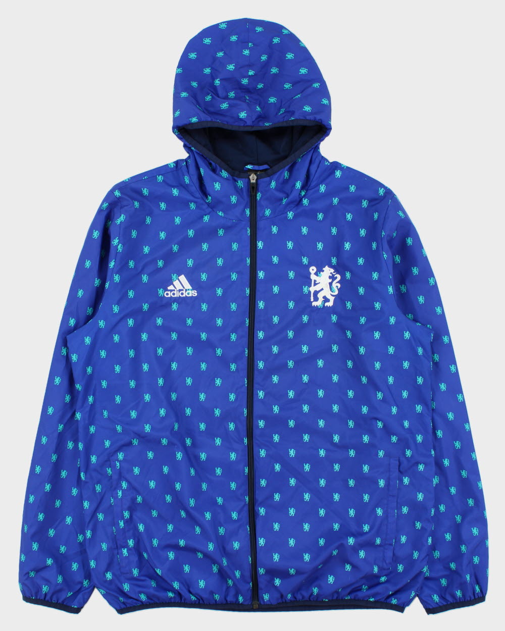 2015-16 Adidas Chelsea FC Monogram Badge Japan Exclusive Soft Shell Hooded Windbreaker Jacket - XL