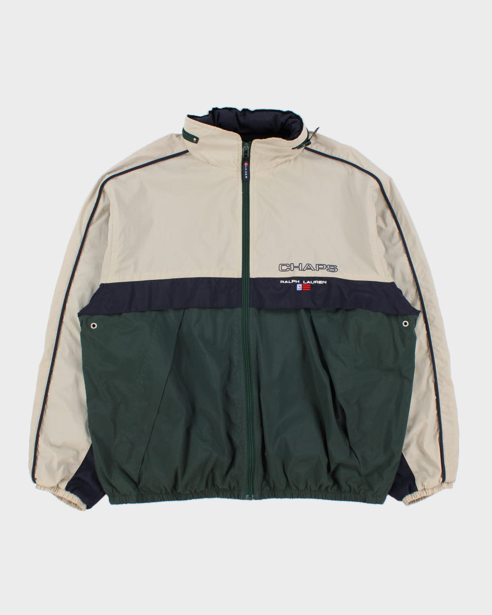 Vintage 1990s Ralph Lauren Chaps Colourblock Waterproof Shell Bomber Jacket - L