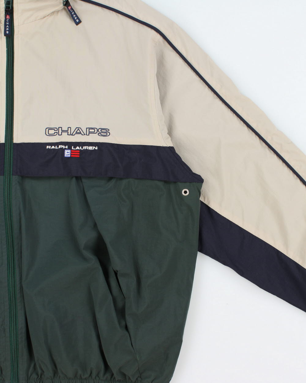 Vintage 1990s Ralph Lauren Chaps Colourblock Waterproof Shell Bomber Jacket - L