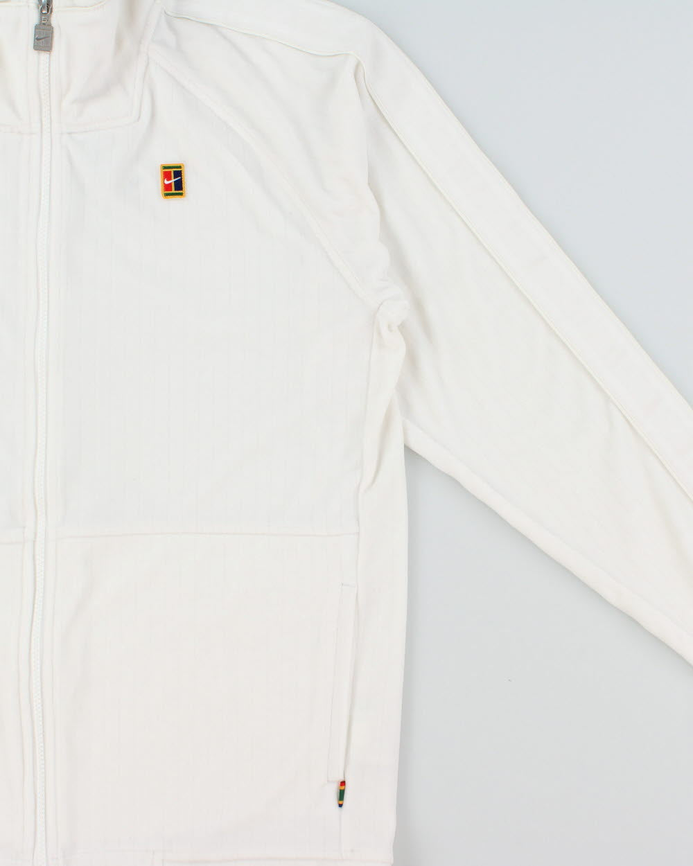 Nike Challenge Court Tennis Velour Loose Fit Taped Funnel Neck Track Jacket - M