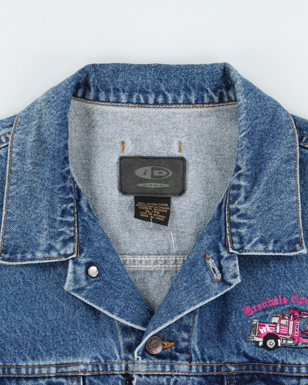 Vintage 1990s iD Wear Embroidered Brendale Contracting Denim Jacket -  XL