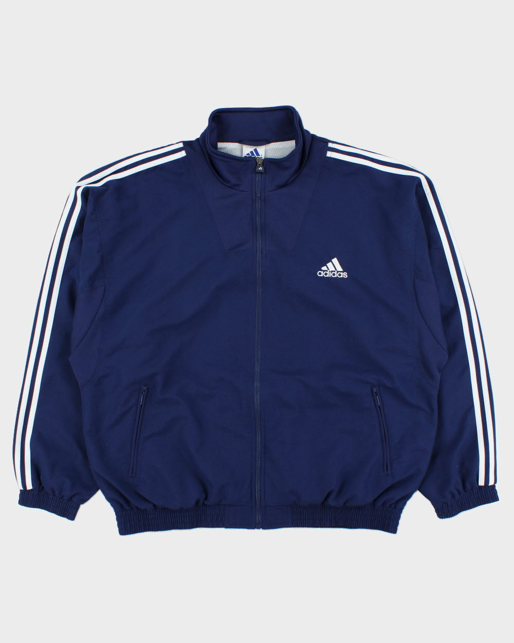 Vintage 1990s Adidas Navy 3-Stripe Shell Windbreaker Jacket - XL