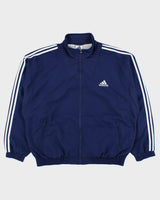 Vintage 1990s Adidas Navy 3-Stripe Shell Windbreaker Jacket - XL