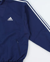 Vintage 1990s Adidas Navy 3-Stripe Shell Windbreaker Jacket - XL
