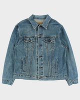 Vintage 1999 GAP Blue Jeans Distressed Denim Trucker Jacket - XL