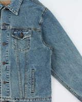 Vintage 1999 GAP Blue Jeans Distressed Denim Trucker Jacket - XL
