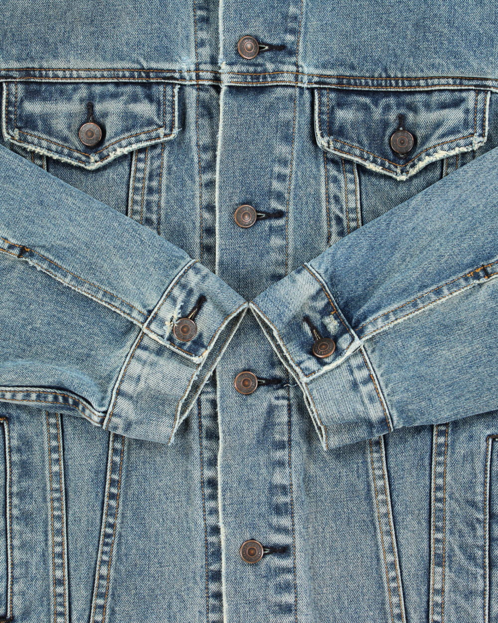 Vintage 1999 GAP Blue Jeans Distressed Denim Trucker Jacket - XL