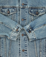 Vintage 1999 GAP Blue Jeans Distressed Denim Trucker Jacket - XL