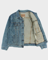 Vintage 1999 GAP Blue Jeans Distressed Denim Trucker Jacket - XL