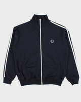 Vintage Y2K 00s Fred Perry Navy Striped Classic Funnel Neck Track Jacket - M