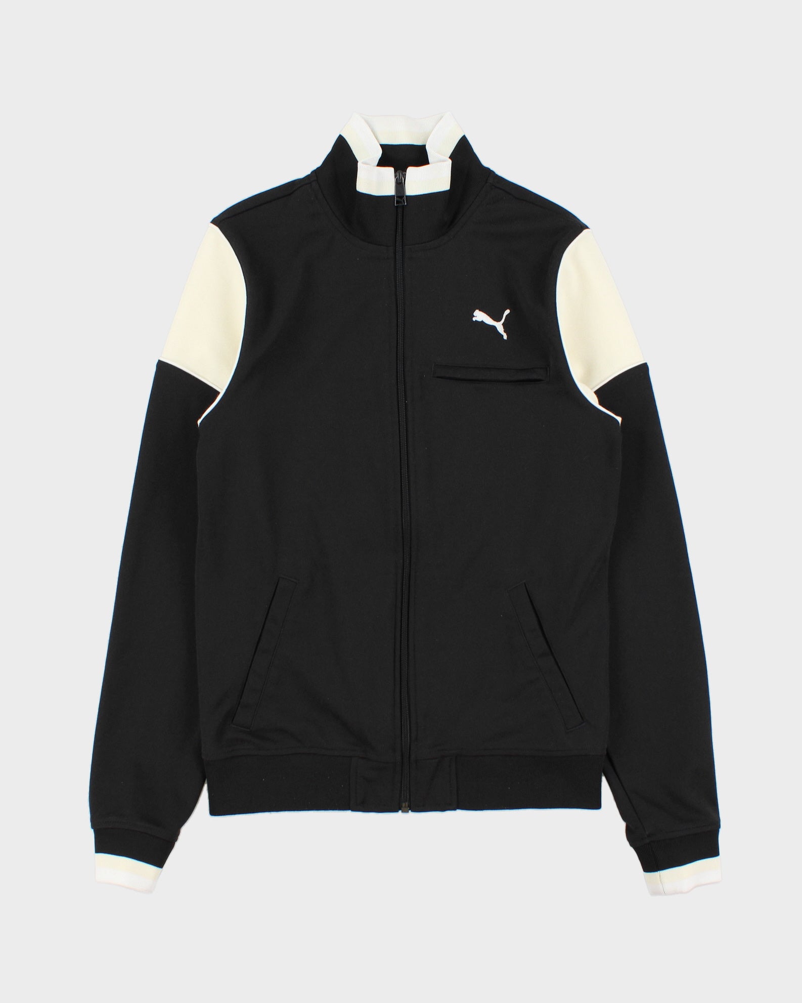Vintage Puma Black Striped Classic Funnel Neck Track Jacket - S