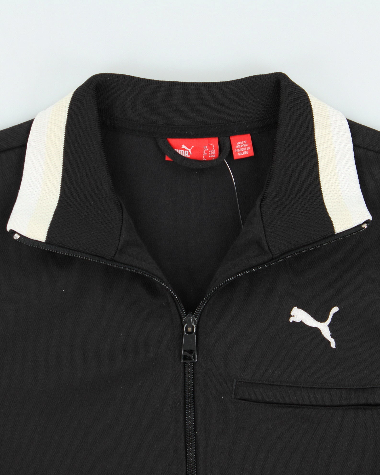 Vintage Puma Black Striped Classic Funnel Neck Track Jacket - S