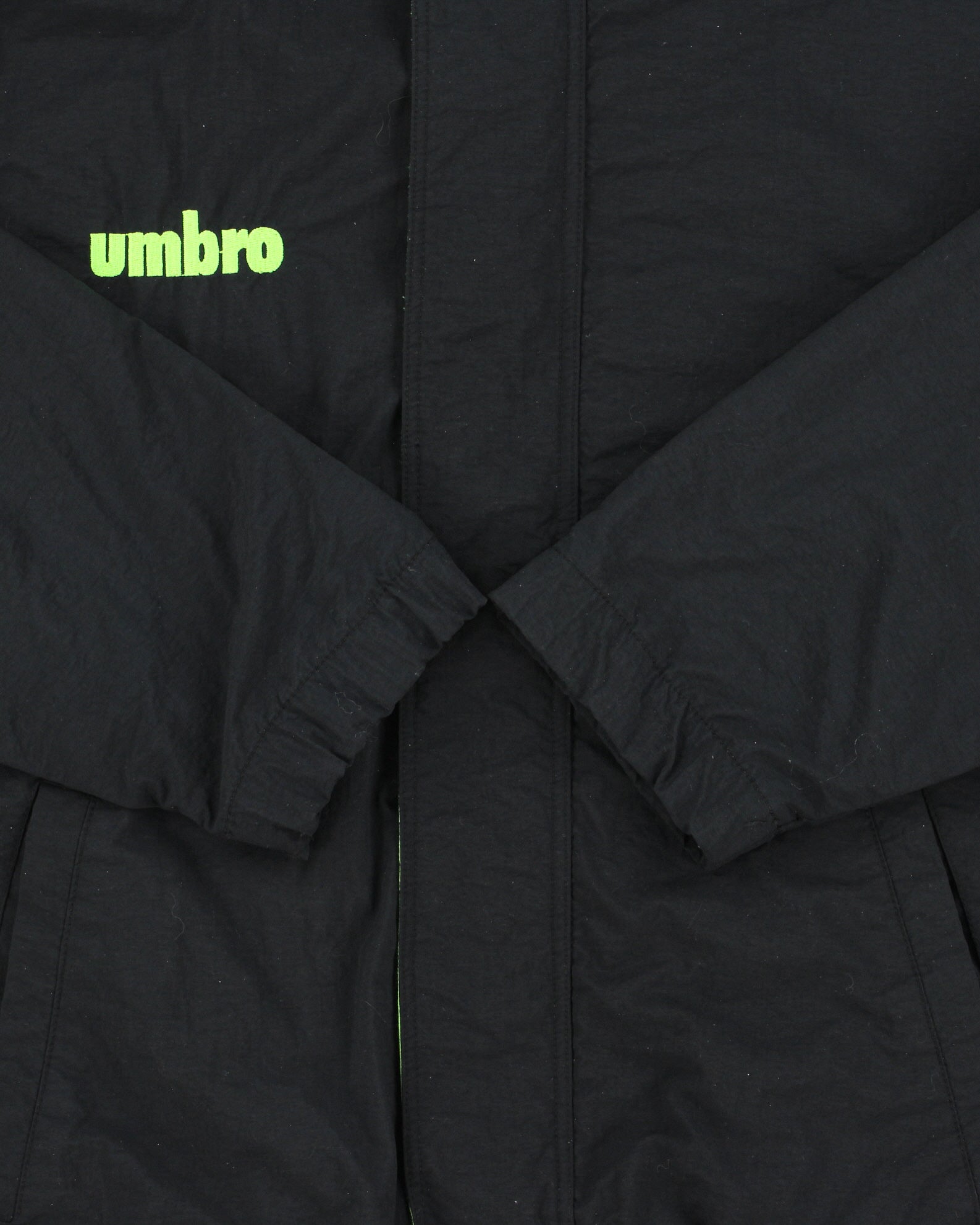 Vintage 1990s Umbro Volt Green Embroidered Shell Bomber Jacket - S