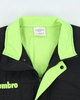 Vintage 1990s Umbro Volt Green Embroidered Shell Bomber Jacket - S