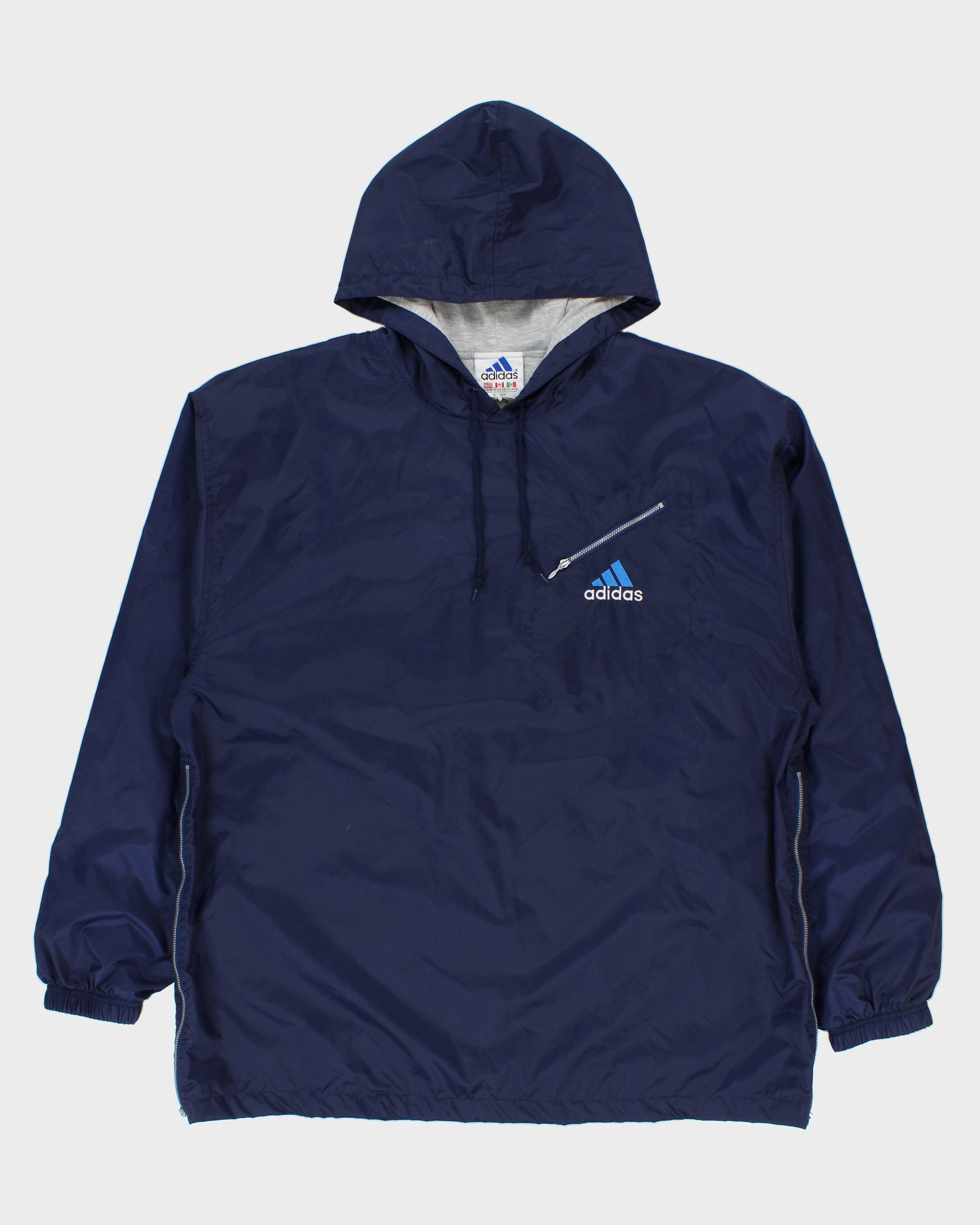 DSWT Vintage 1990s Adidas Navy Wind Trainer Pullover Jacket - XXL