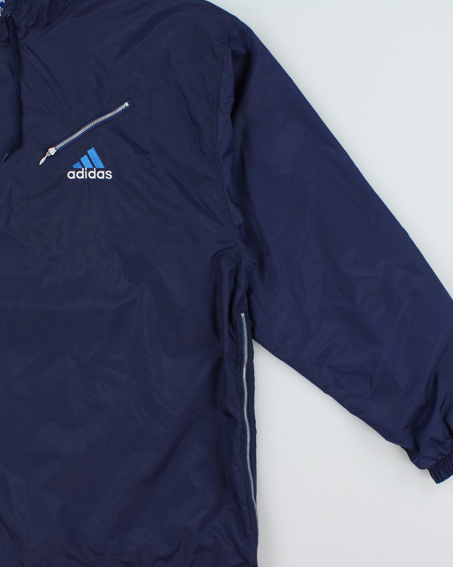 DSWT Vintage 1990s Adidas Navy Wind Trainer Pullover Jacket - XXL