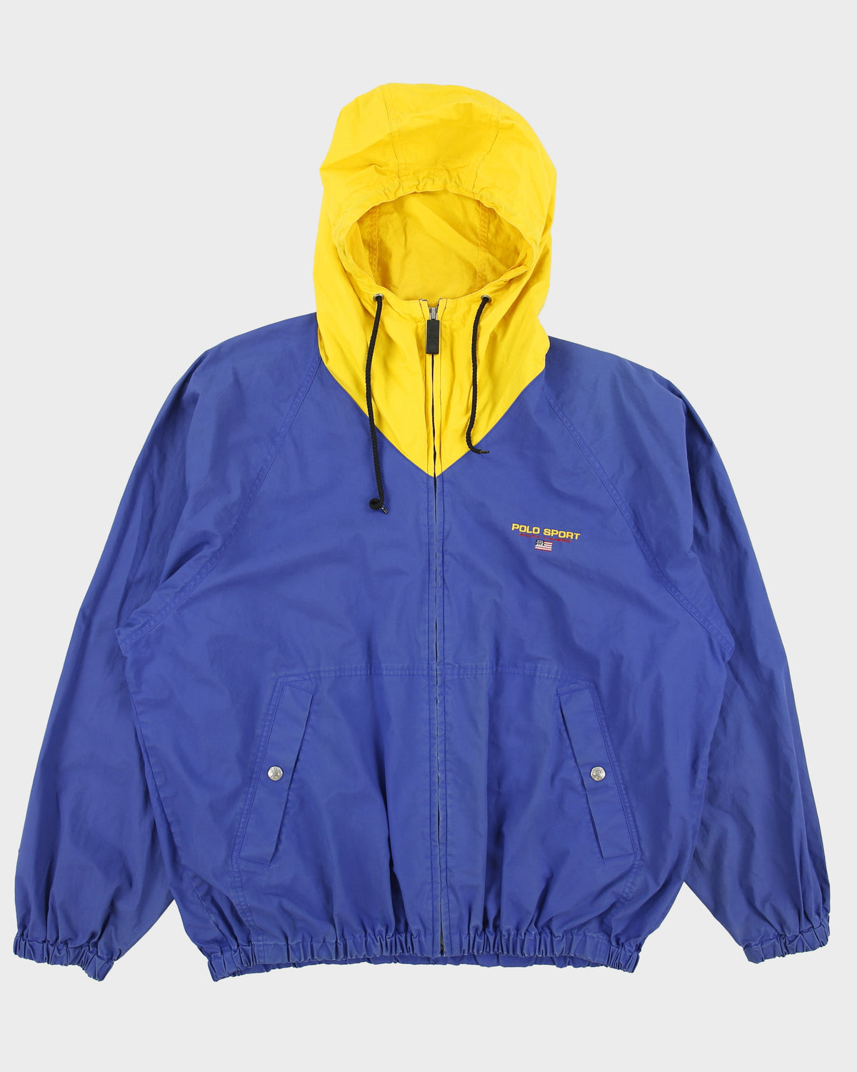 Vintage 1990s Polo Sport Ralph Lauren Shell Canvas Hooded Funnel Neck Jacket - M