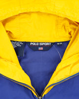 Vintage 1990s Polo Sport Ralph Lauren Shell Canvas Hooded Funnel Neck Jacket - M
