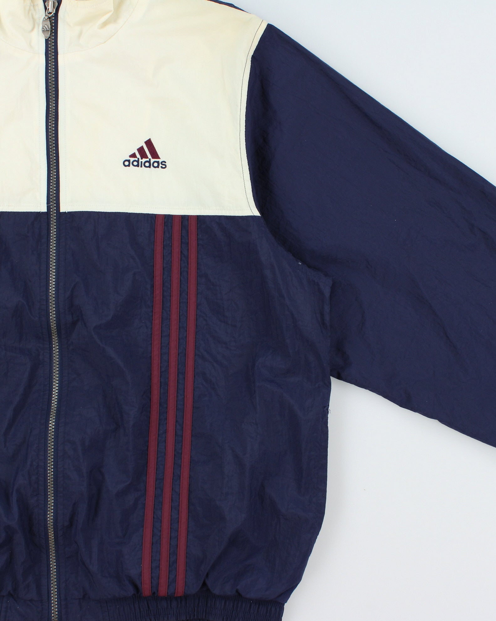 Vintage 1990s Adidas Embroidered 3-Stripe Shell Bomber Jacket - M