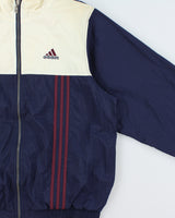 Vintage 1990s Adidas Embroidered 3-Stripe Shell Bomber Jacket - M