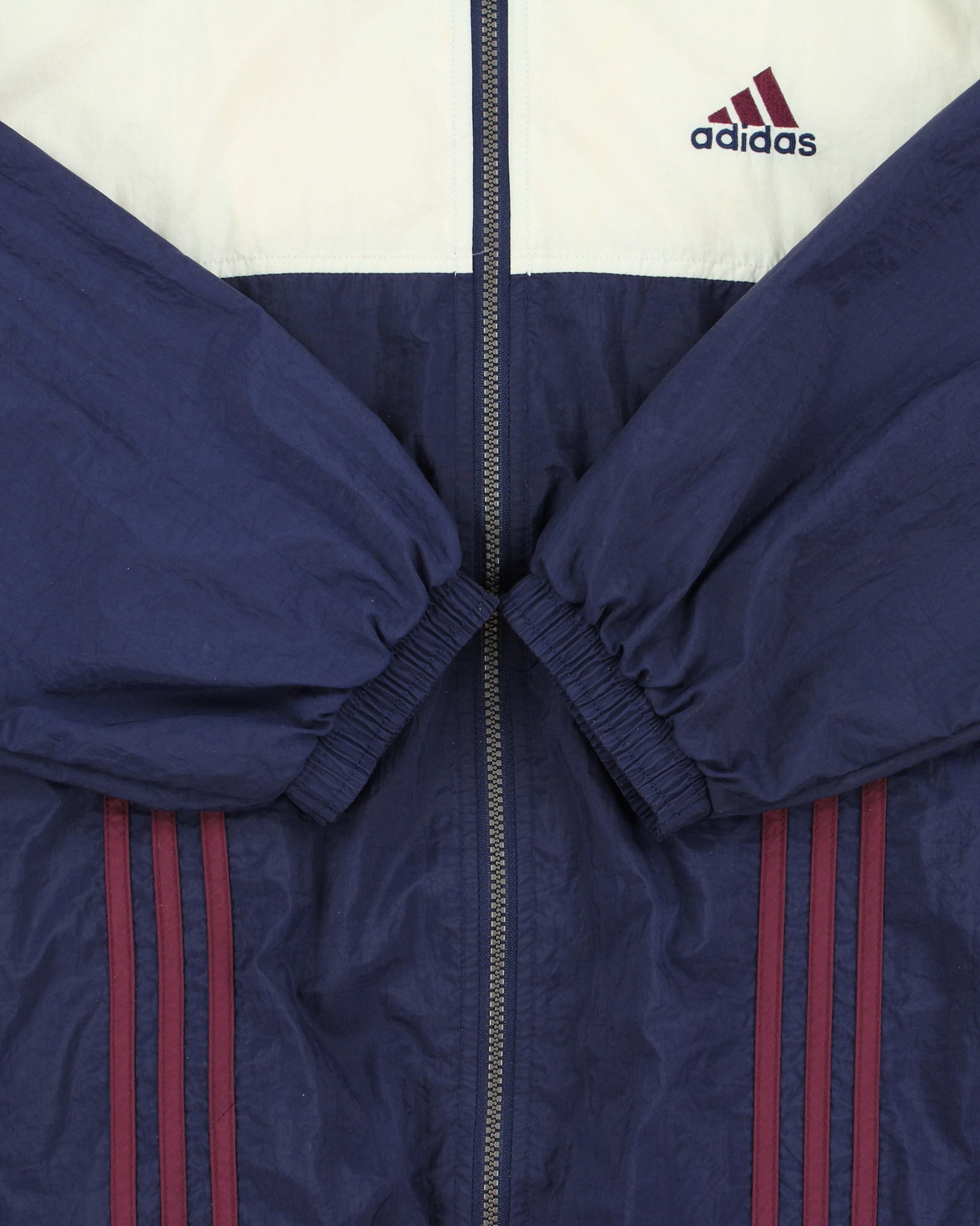 Vintage 1990s Adidas Embroidered 3-Stripe Shell Bomber Jacket - M