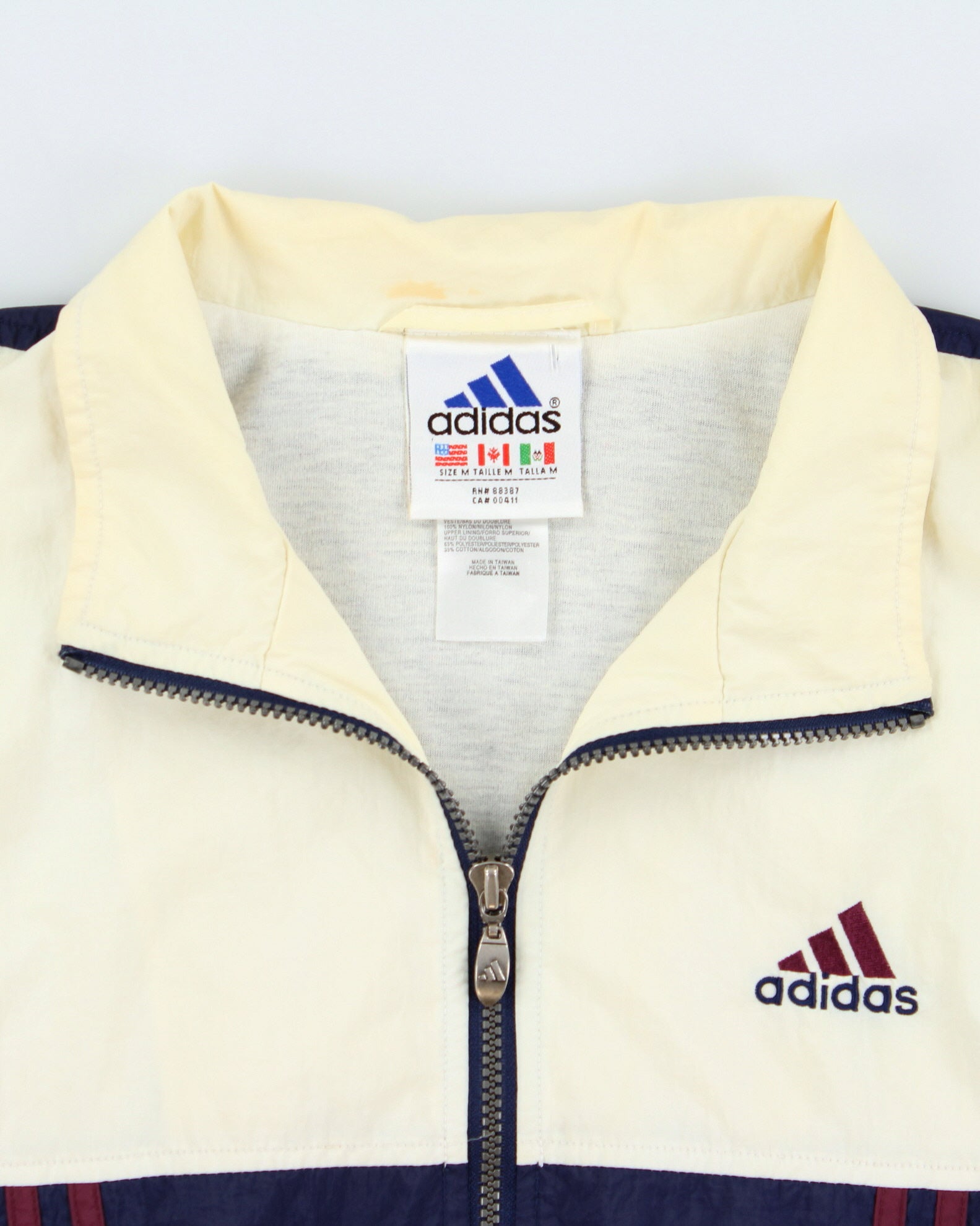 Vintage 1990s Adidas Embroidered 3-Stripe Shell Bomber Jacket - M