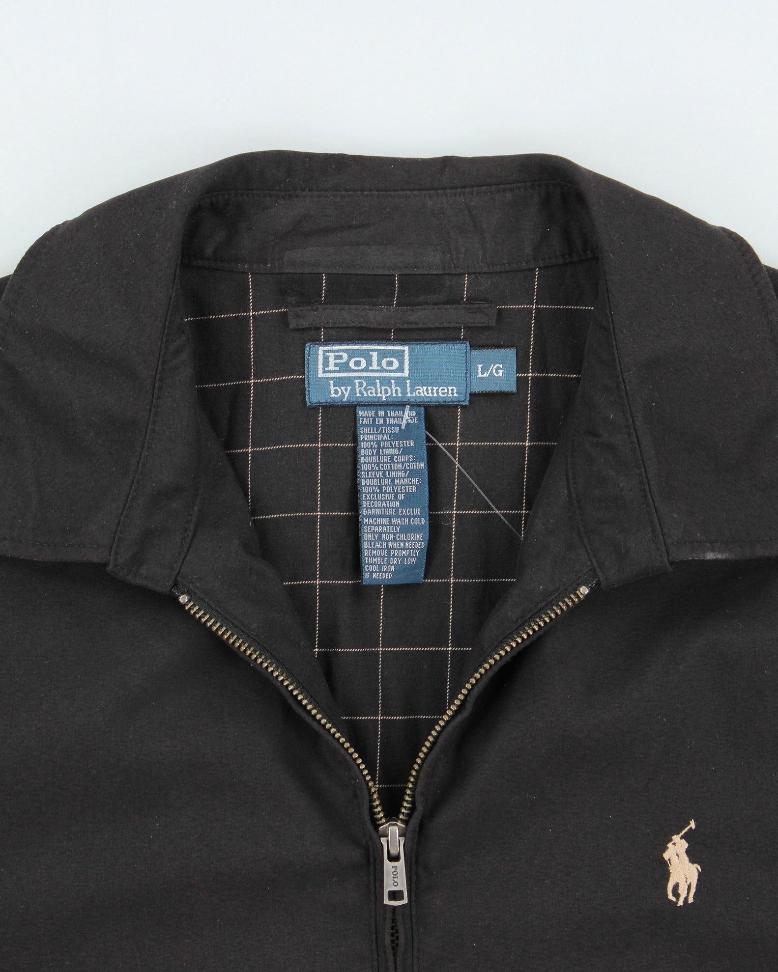Vintage Y2K 00s Polo Ralph Lauren Black Bi-Swing Soft Shell Harrington Jacket - L
