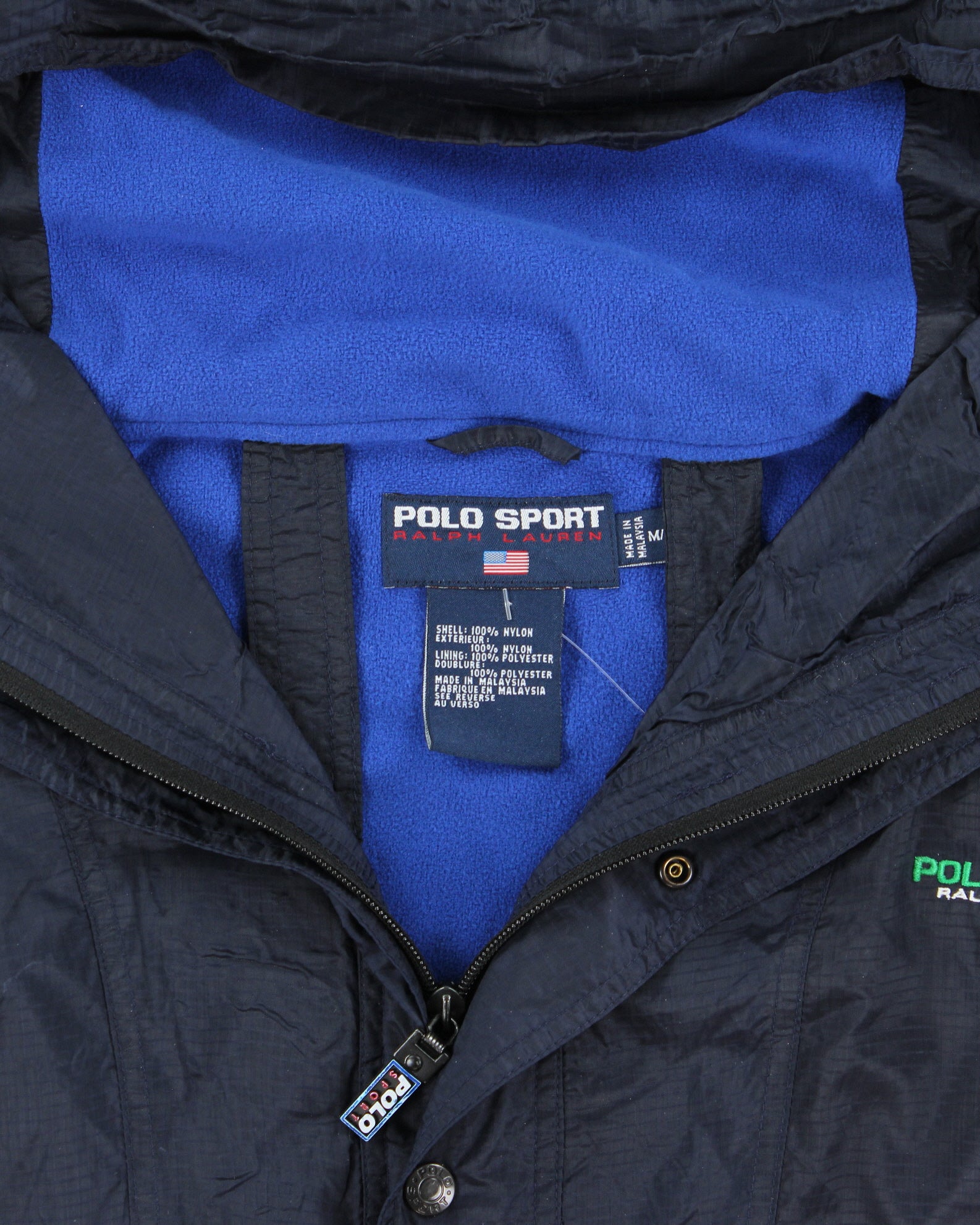 Vintage 1990s Polo Sport Ralph Lauren Fleece Lined Shell Waterproof Outdoors Jacket - M