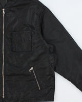 Vintage 1990s DKNY Jeans Satin Shell Big Logo Cafe Racer Jacket - L