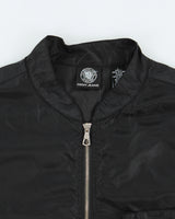Vintage 1990s DKNY Jeans Satin Shell Big Logo Cafe Racer Jacket - L
