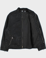 Vintage 1990s DKNY Jeans Satin Shell Big Logo Cafe Racer Jacket - L