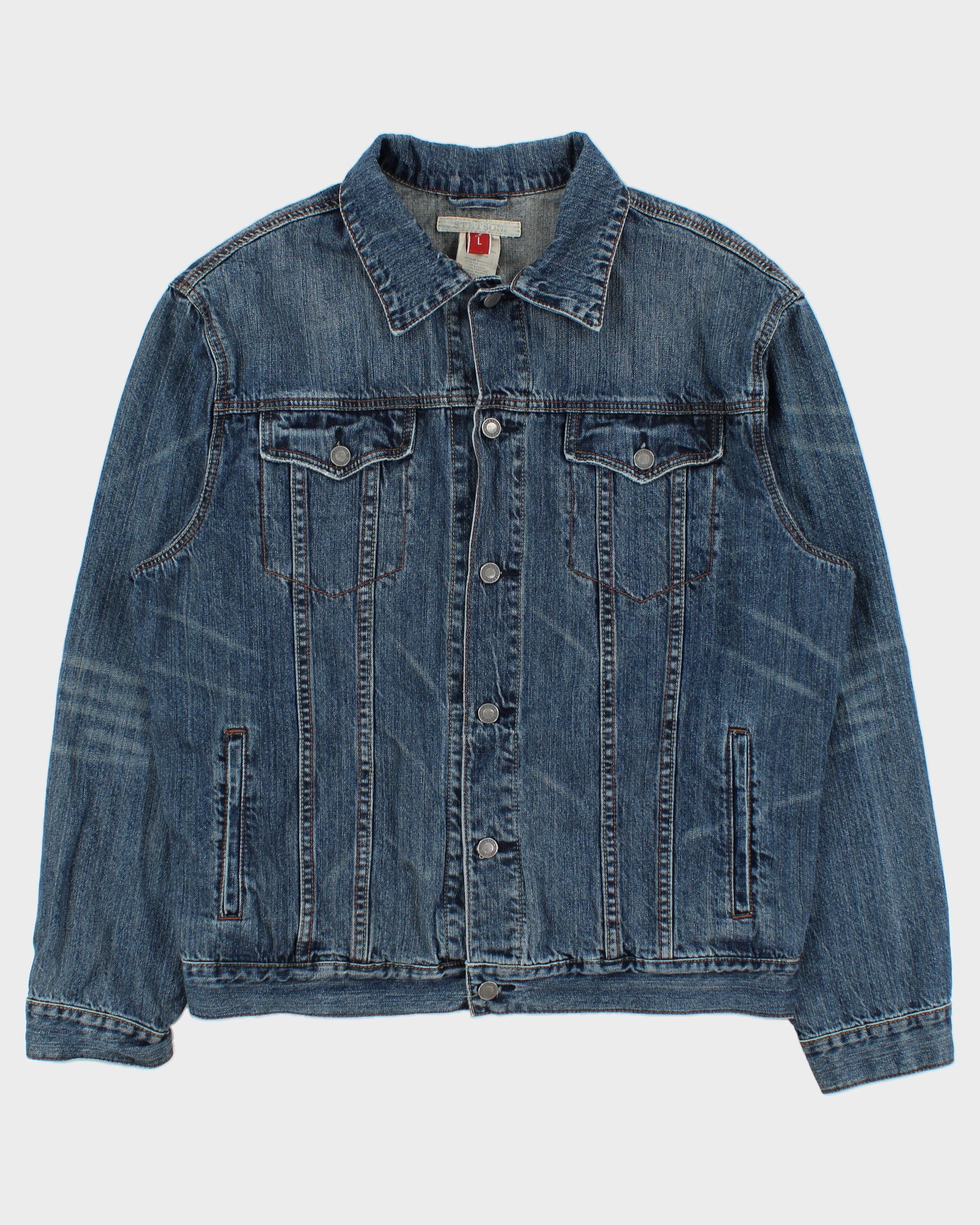 Vintage Y2K 00s Stetson Medium Wash Denim Trucker Jacket - L
