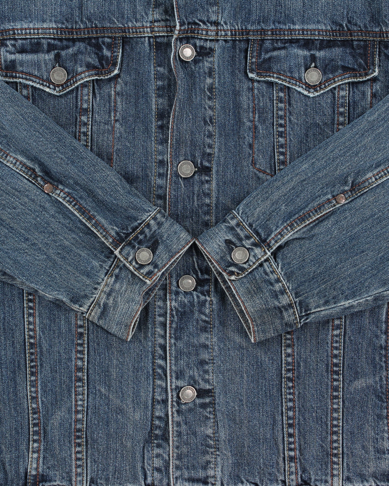 Vintage Y2K 00s Stetson Medium Wash Denim Trucker Jacket - L