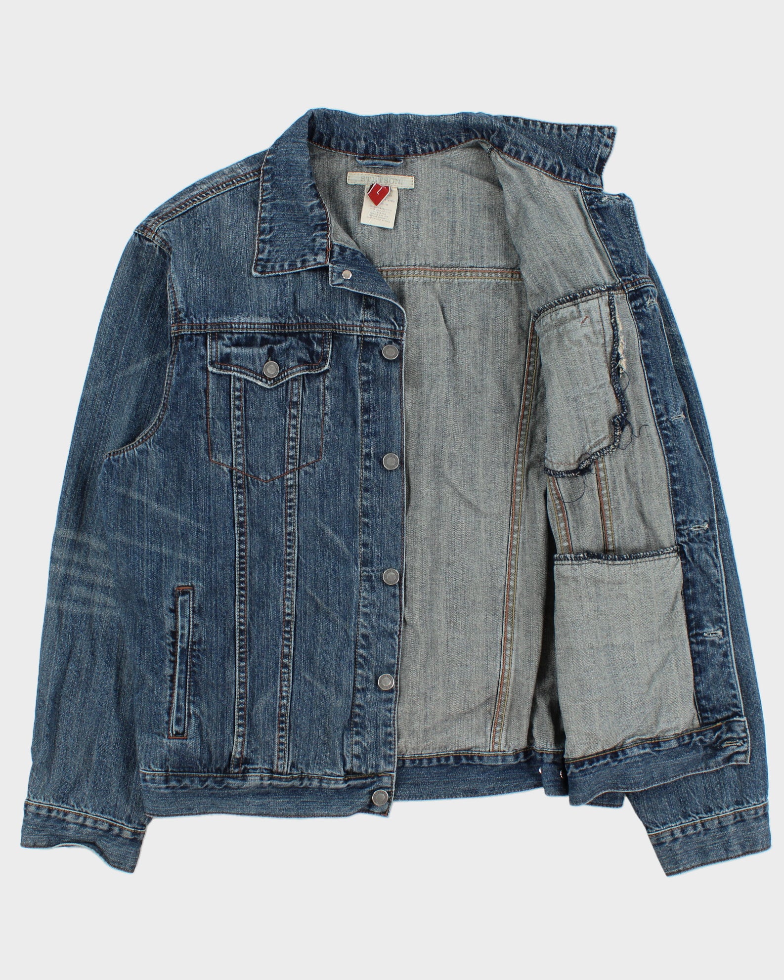 Vintage Y2K 00s Stetson Medium Wash Denim Trucker Jacket - L