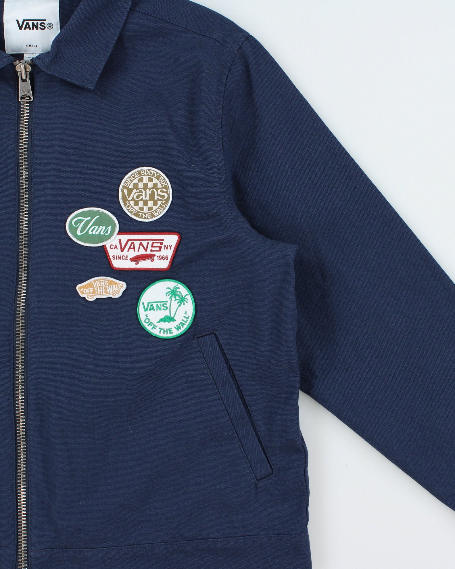 Vans Navy Multi Patch Canvas Harrington Skater Jacket - S