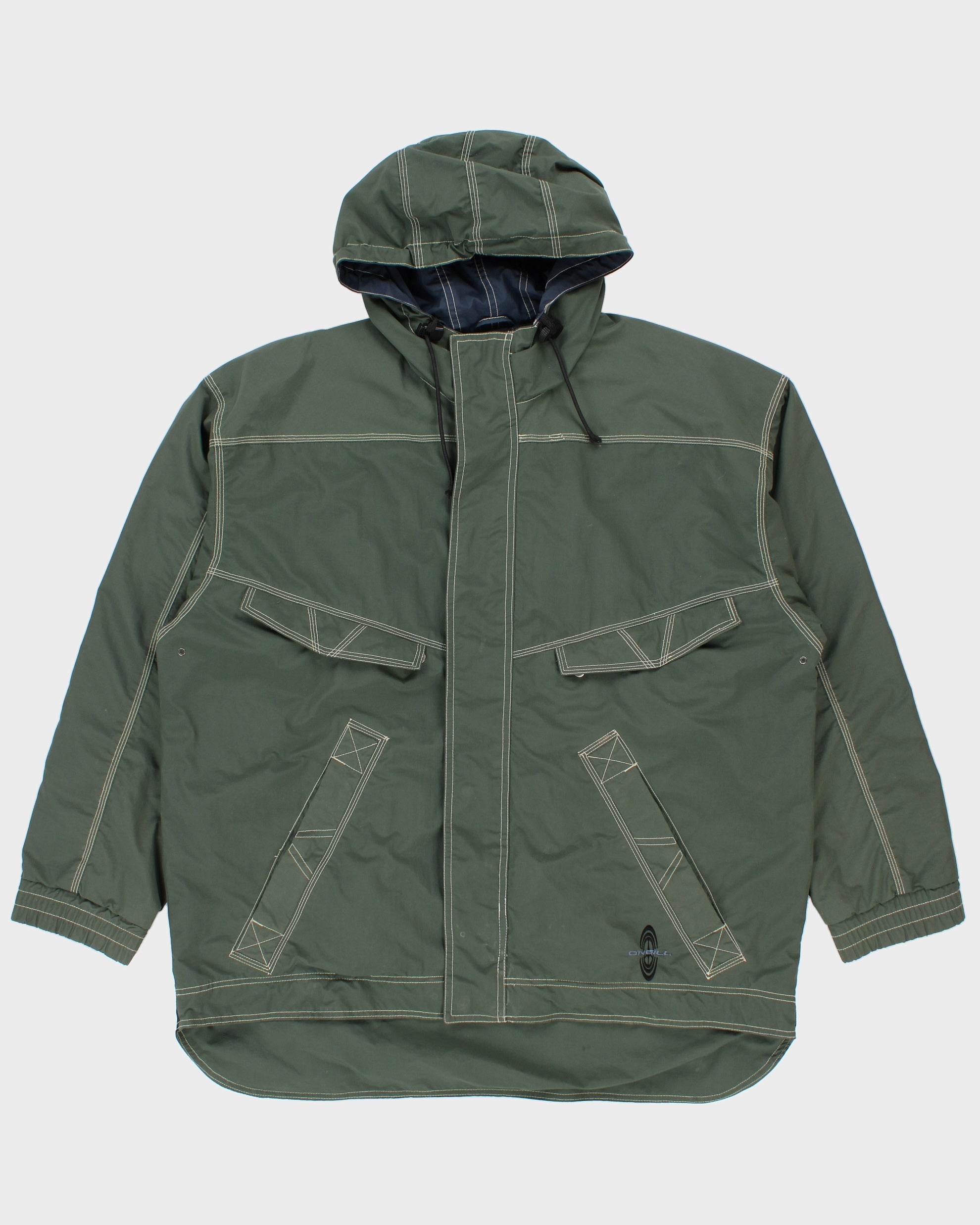 Vintage 1990s O'Neill Sno-Wear Khaki Contrast Stitch Waterproof Shell Mountain Jacket - L
