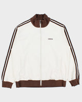 Vintage '05 Y2K Adidas Brown 3-Stripe Embroidered Heavyweight Funnel-Neck Track Jacket - L
