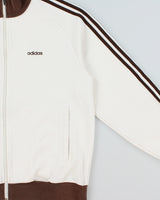 Vintage '05 Y2K Adidas Brown 3-Stripe Embroidered Heavyweight Funnel-Neck Track Jacket - L