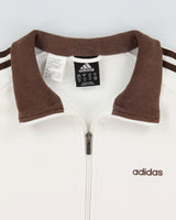 Vintage '05 Y2K Adidas Brown 3-Stripe Embroidered Heavyweight Funnel-Neck Track Jacket - L