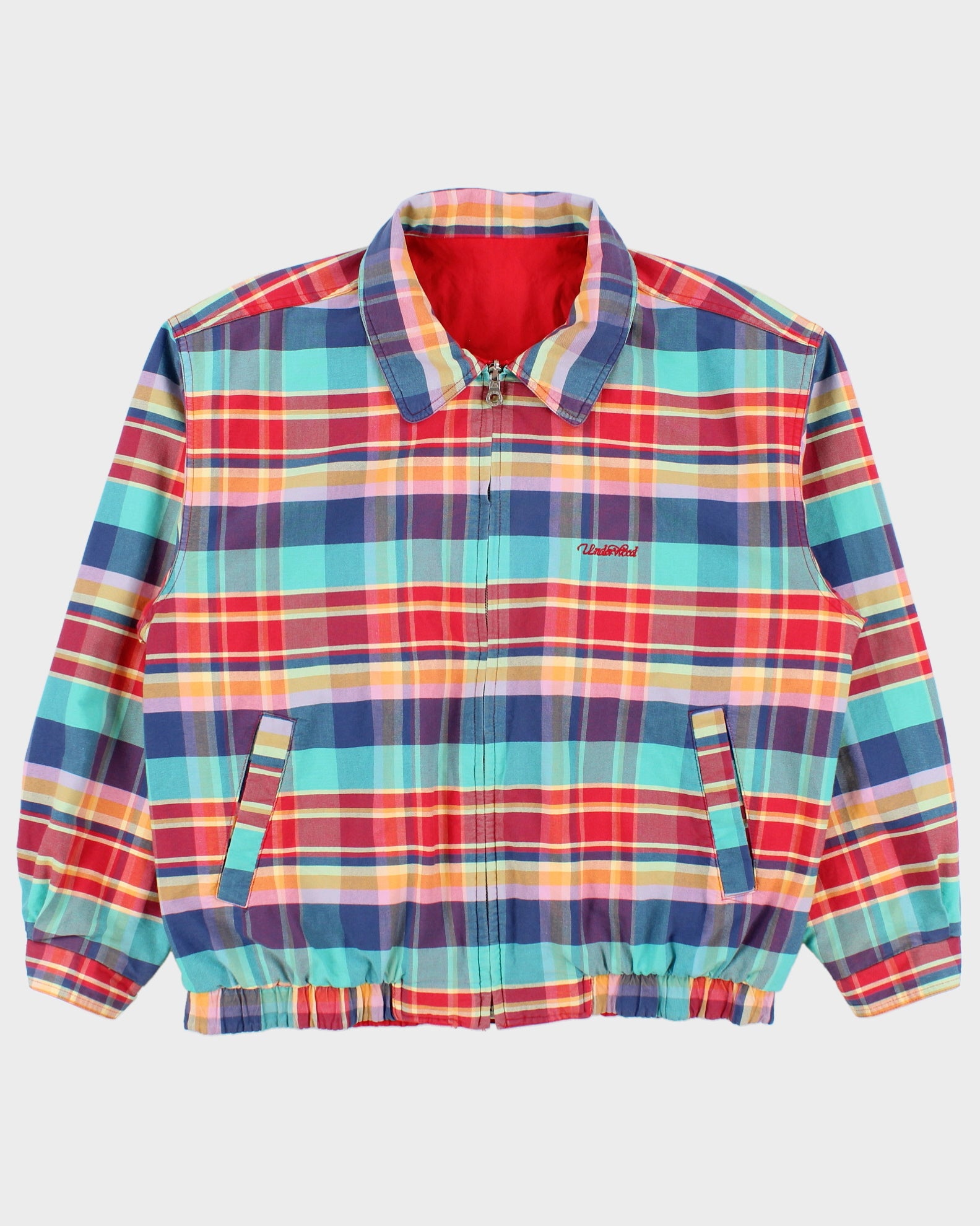 Vintage 1990s UnderWood Canvas Plaid Reversible Boxy Harrington Jacket - L