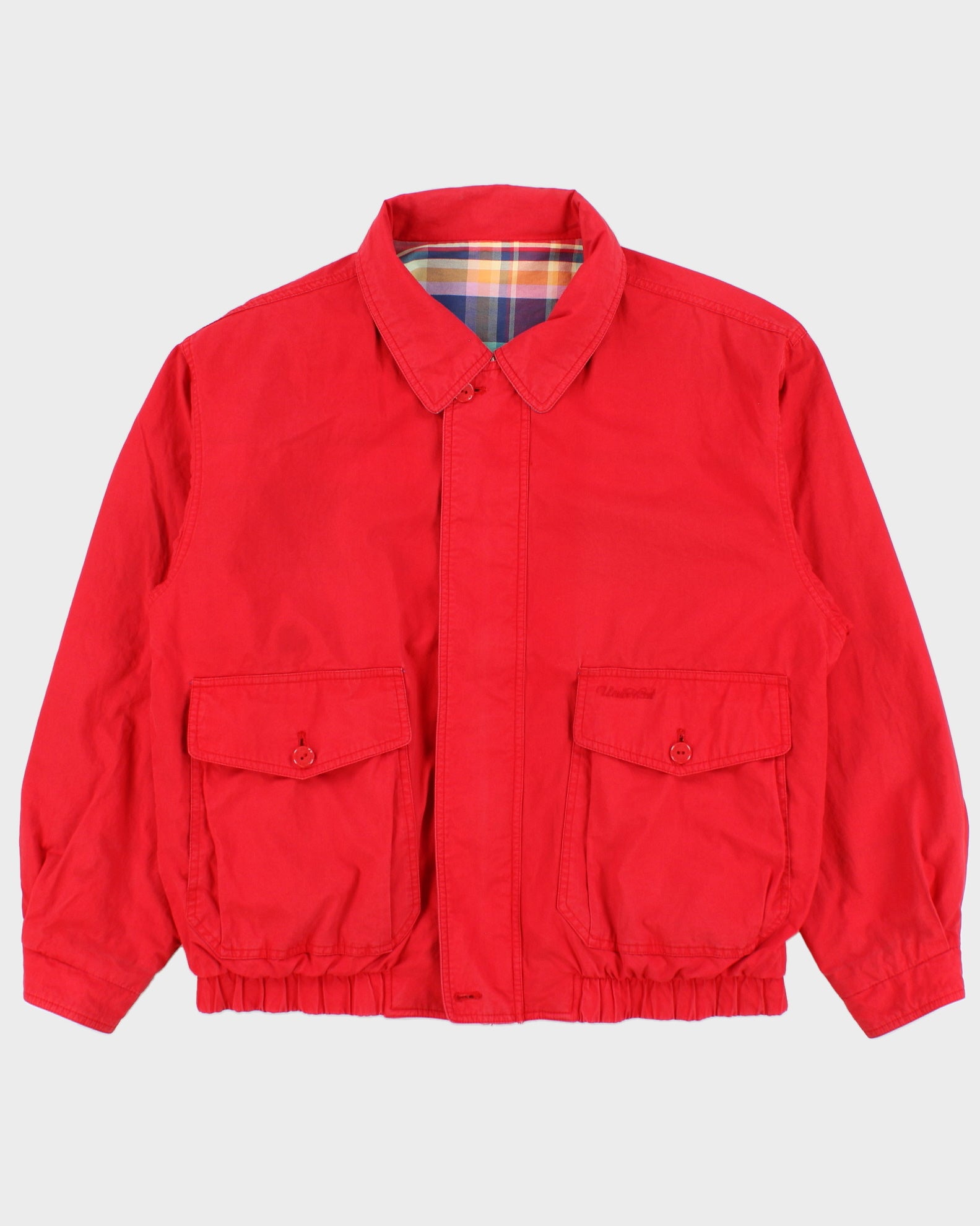 Vintage 1990s UnderWood Canvas Plaid Reversible Boxy Harrington Jacket - L